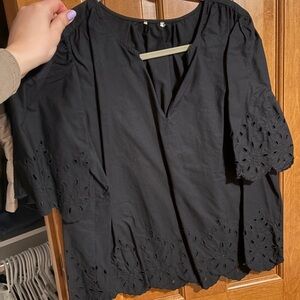 Ann Taylor Black Eyelet Blouse